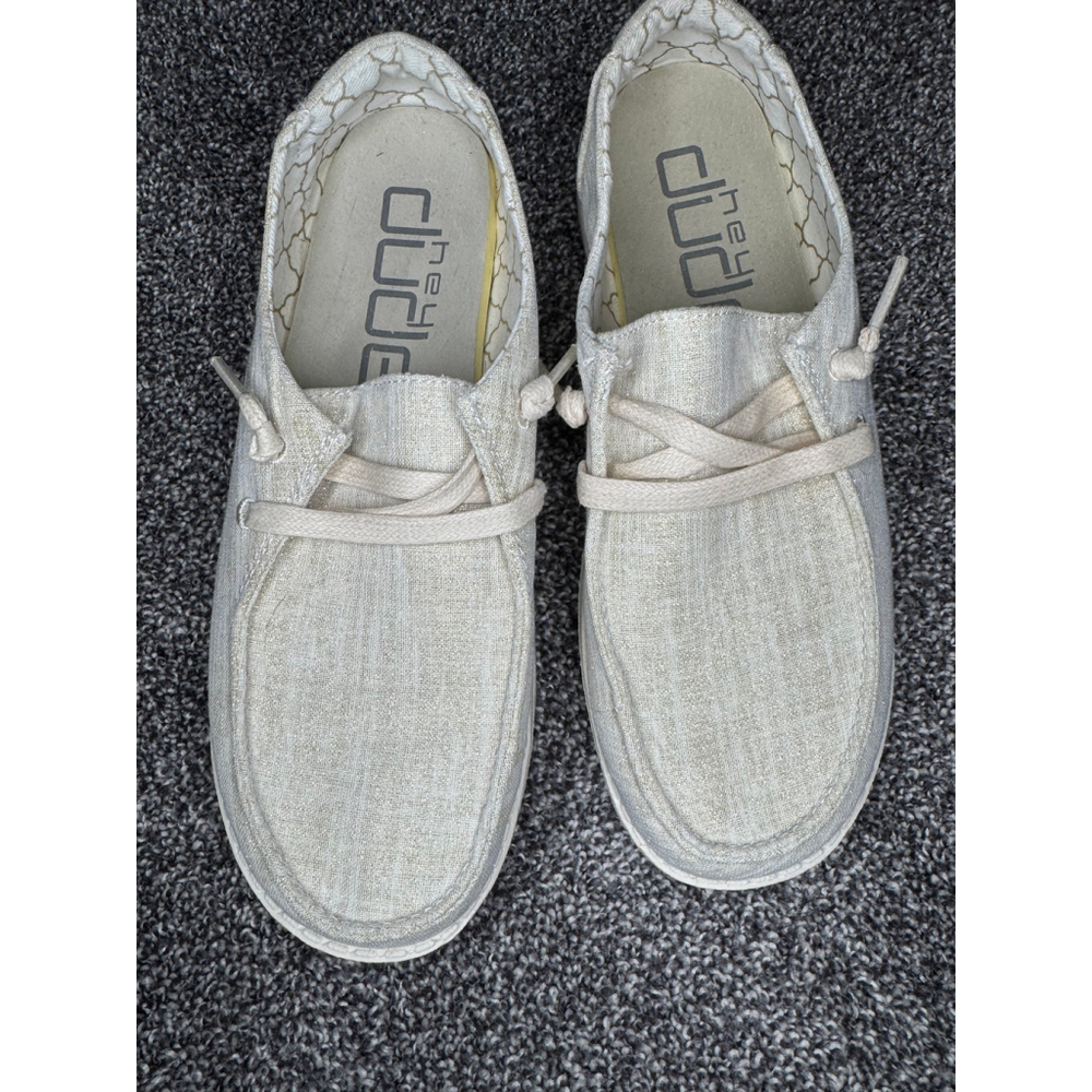 Hey Dude Wendy Sparkling Gold | Size 7 (EU 38) | Casual Loafers Slip-On Shoe